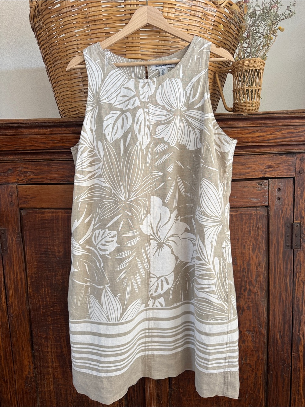 Tommy Bahama Large Linen fully lined with pockets tropical floral Shift Dress - Picture 6 of 9